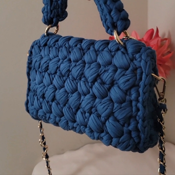 Blue Wooven Crossbody bag ( NWOT Handcrafted - Picture 2 of 5
